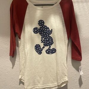 Disney Red and White Mickey Mouse Raglan Shirt